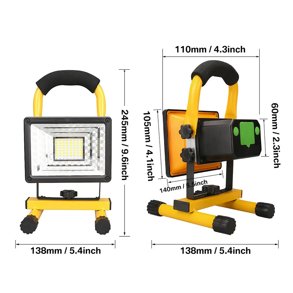 ESMARTER 30W COB LED Rechargeable Floodlight – IP65 Portable Lamp