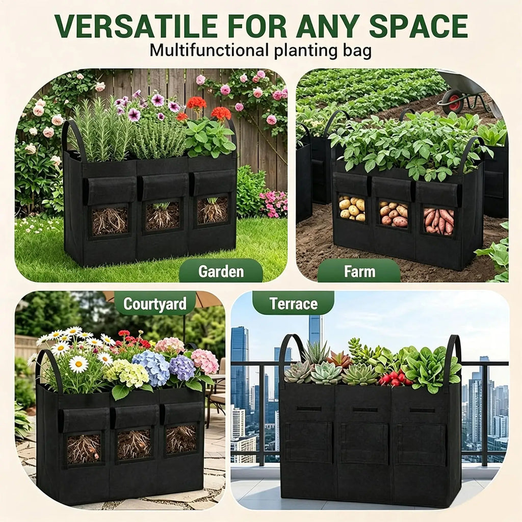 Grow Bags Breathable Potato Growing Container with Handles Vegetable Growing Bags for Home Garden Backyard Terrace Courtyard Zpaxo
