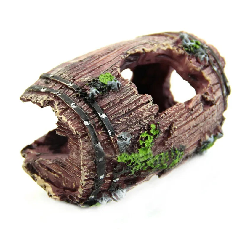 Resin Aquarium Ornaments Decorations Artificial Barrel Cave