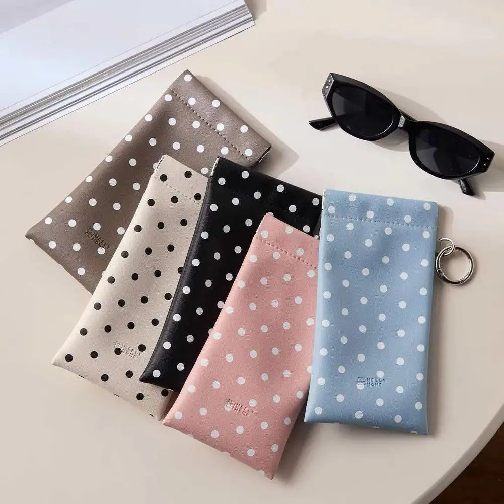 Polka Dot Eyeglasses Case Pouch with Cleaning Cloth & Clip Eyeglasses Case Pouch Zpaxo
