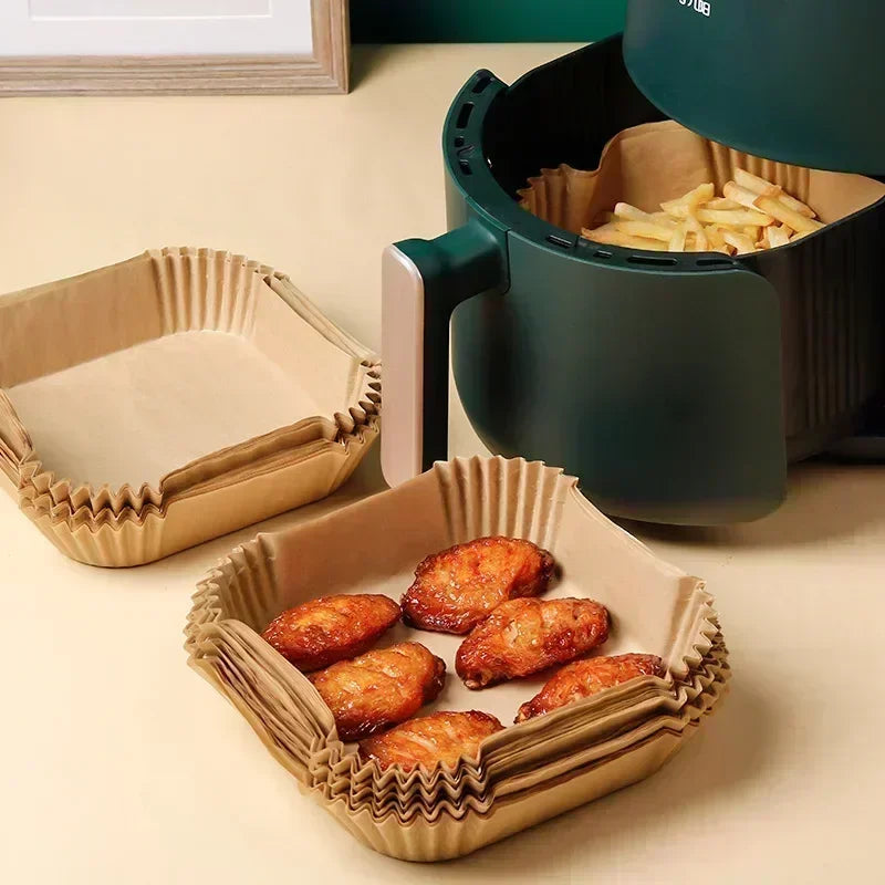 100Pcs Air Fryer Paper Oil Proof Isolation Paper Tray Disposable Non Stick Baking Pad Convenient And Durable Air Fryer Square Zpaxo