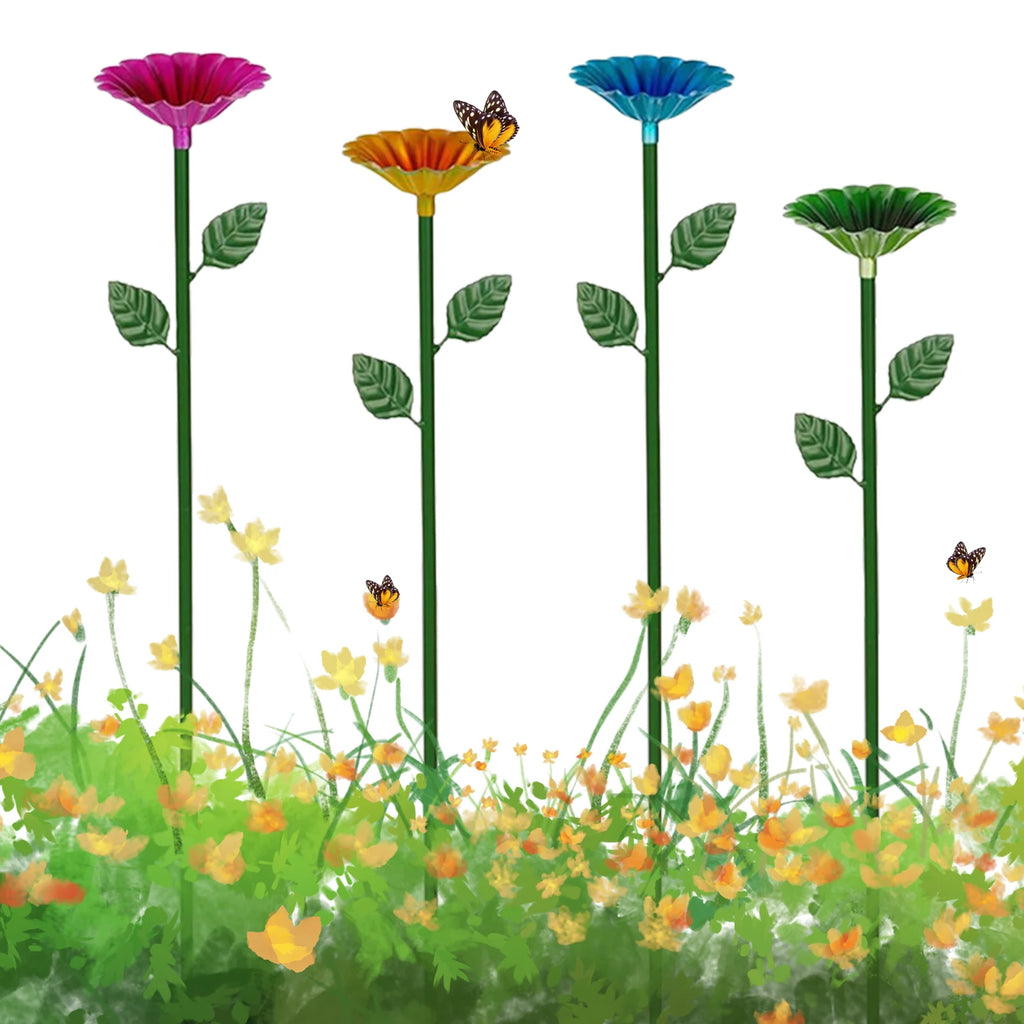 Bee Watering Station Flower Shape Metal Water Feeder Multi-function