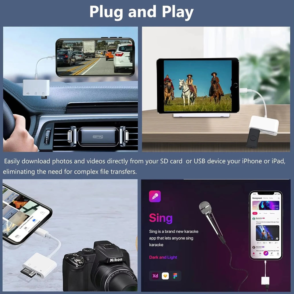 1 Card Reader C SD TF USB Camera Adapter Laptop Iphone Ipad Dongle Zpaxo