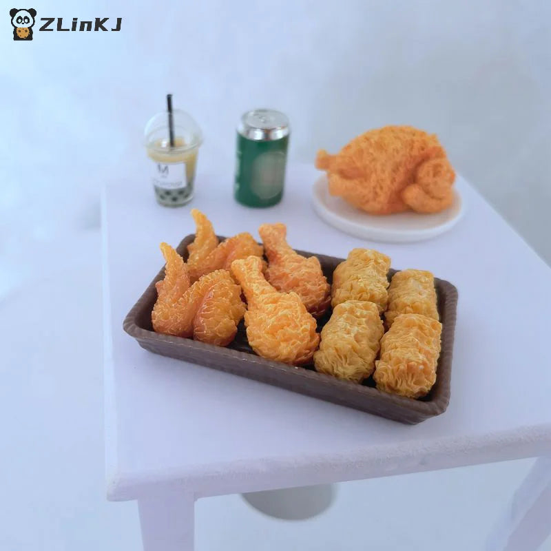 ▶1Set Mini Simulation Fried Chicken Miniatures Food Doll House Decor DIY Supplies Model Food Ornament Toy Dollhouse Accessories Zpaxo