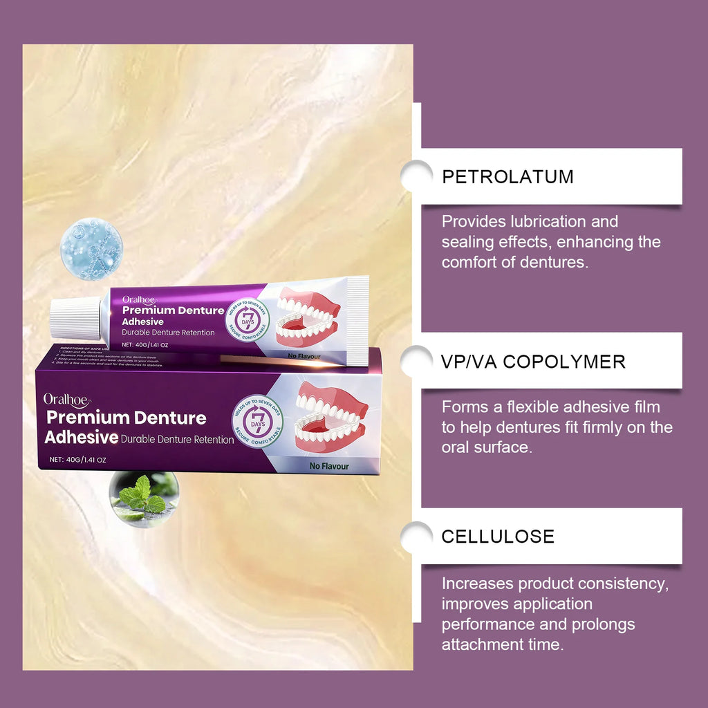 Denture Adhesive, Natural Fit,Comfortable Secure Hold, Long-Lasting & Gentle, Beautiful Smile Enhancement, Perfect for Daily Use Zpaxo