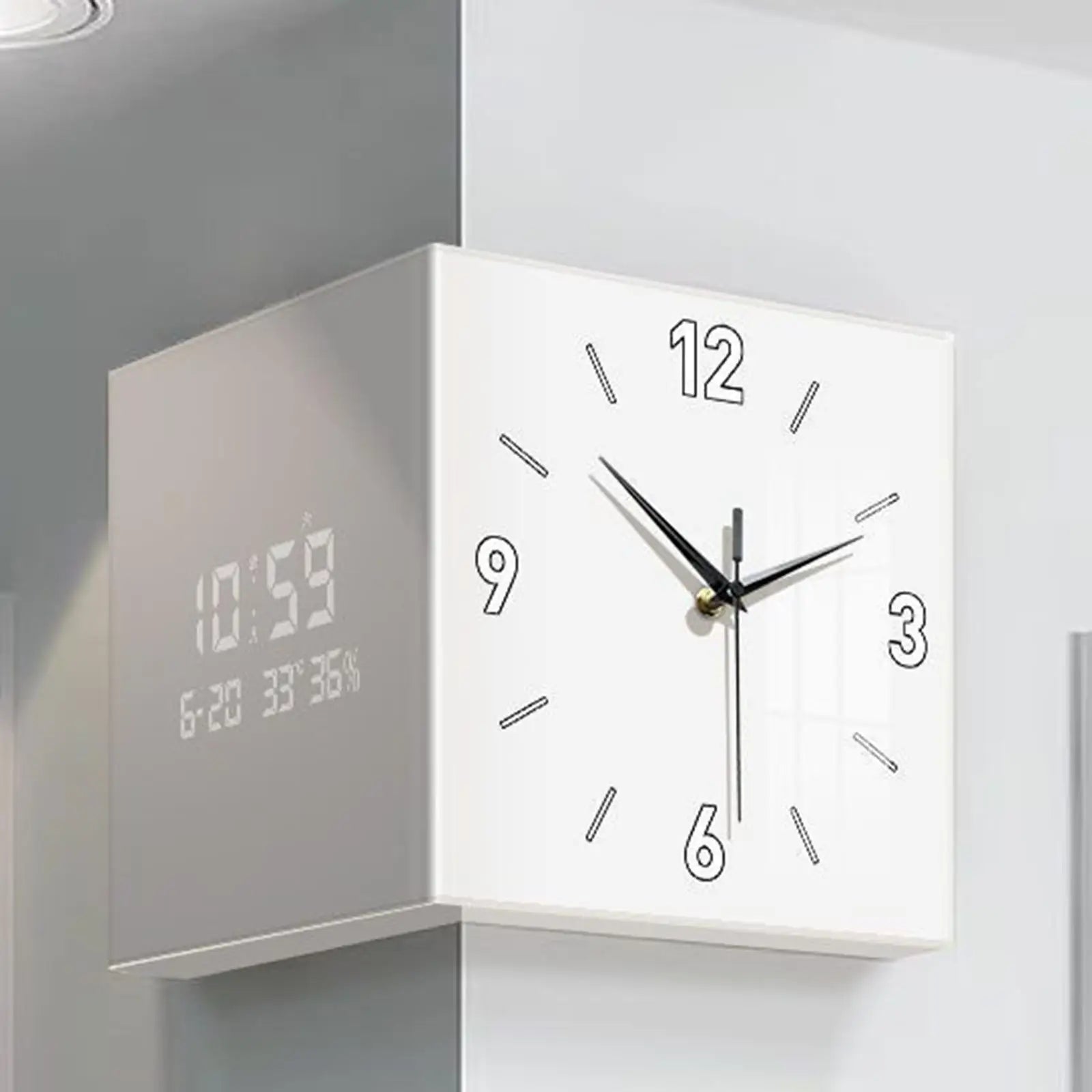 Double-sided Corner Clock Modern Minimalist Calendar Electronic Night Zpaxo