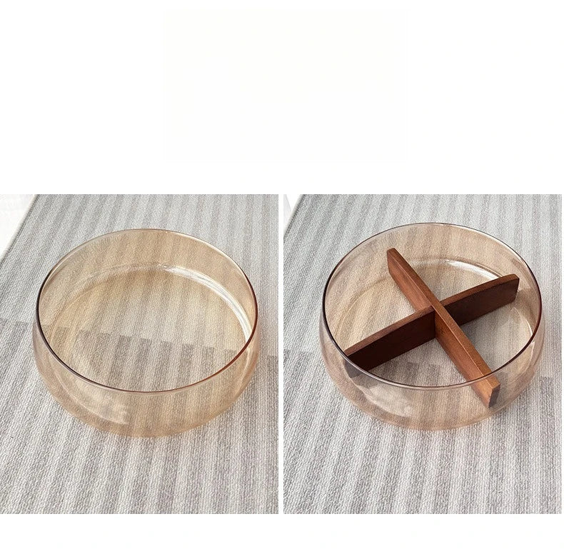 Nut fruit tray candy bowl fruit tray modern living room coffee table double-layer glass household storage box Zpaxo