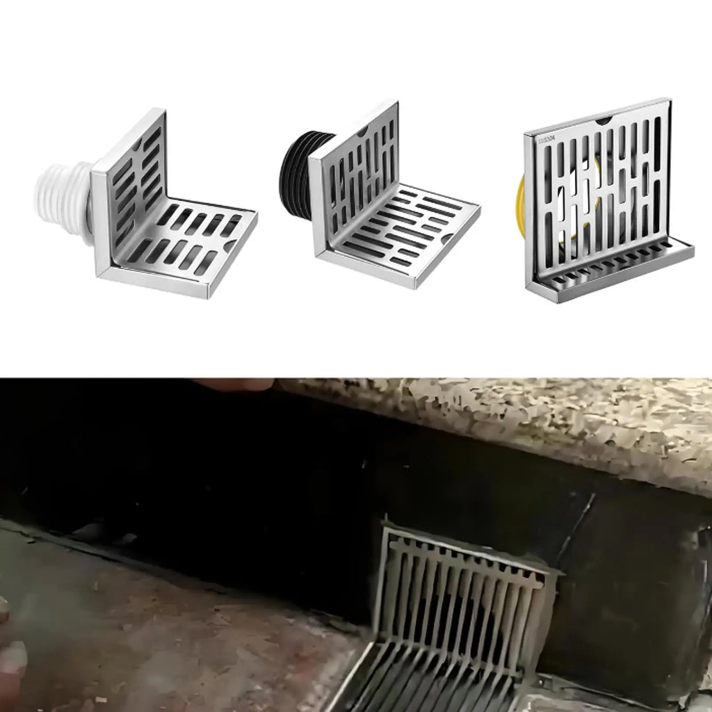 Stainless Steel Side Drain L Shape 90 Degree Pipe Drain Corner Floor Drain Side Drain for Bathroom Kitchen Shower Balcony Zpaxo