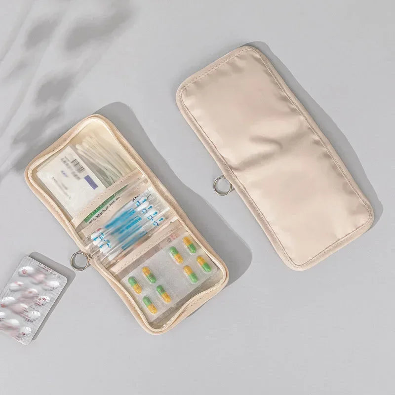 Mini Medical Pouch Portable Foldable Large Opening with Zip Sort First Aid Kit Outdoor Travel Essential Storage Bag Zpaxo