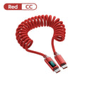 120W Retractable USB-C Cable – Fast Charging & Digital Display USB-C Charging Cable Zpaxo Red 1m