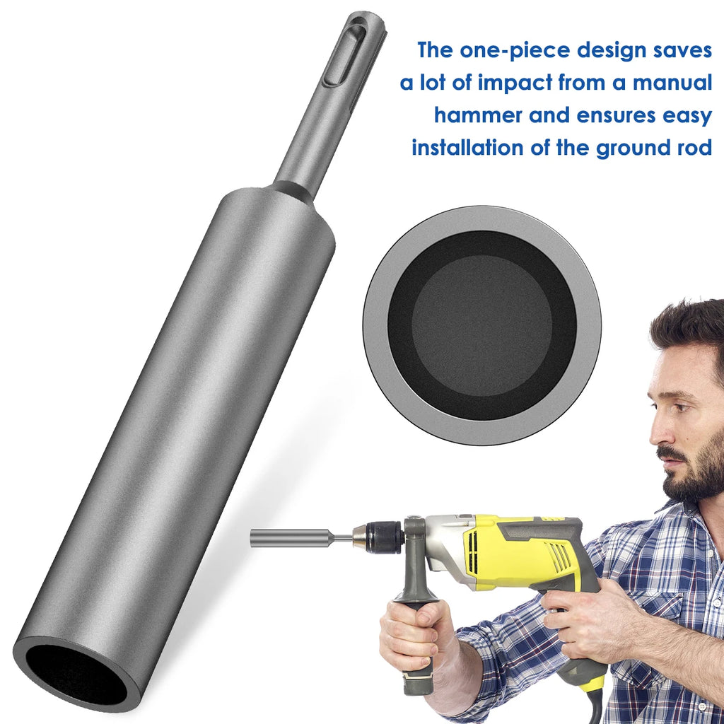 1 to 4 PCS SDS Plus Ground Rod Driver 17mm Earth Stake Grounding Rod Hardened Steel for SDS Plus Rotary Hammer Drill Power Tool Zpaxo