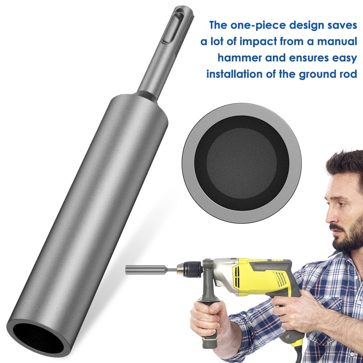 1 to 4 PCS SDS Plus Ground Rod Driver 17mm Earth Stake Grounding Rod Hardened Steel for SDS Plus Rotary Hammer Drill Power Tool Zpaxo