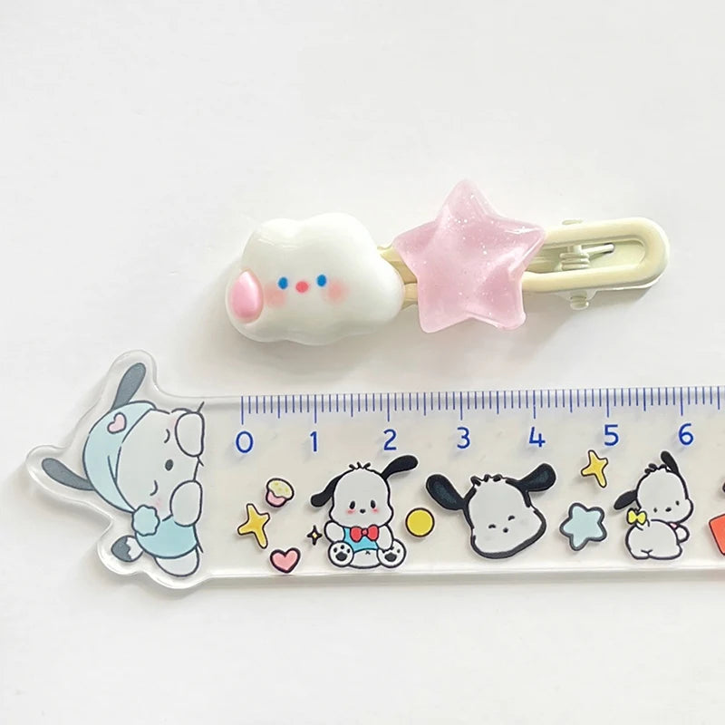 Cute Star Cloud Hair Clips – Pink Pentagram Barrettes for Girls