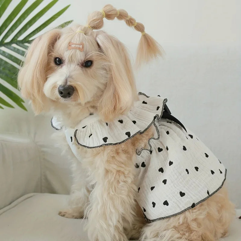 Pet dresses accessories clothes for spring and summer dogs cats teddy bears Pomeranians plush toys cat hearts all cotton fabric Zpaxo