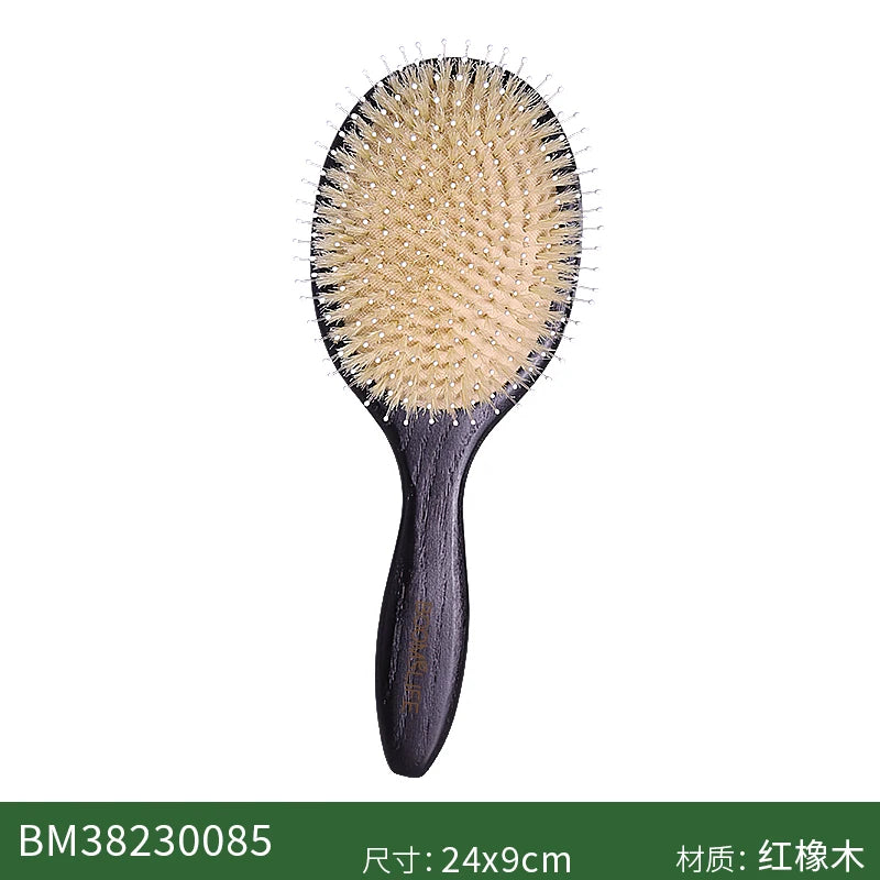 BOOMSLIFE Custom Boar Bristle Mix Nylon Hair Brush Oak Wood Comb for Hair Women Scalp Massage Detangling HairBrush Barber Tools Zpaxo big size China Mainland