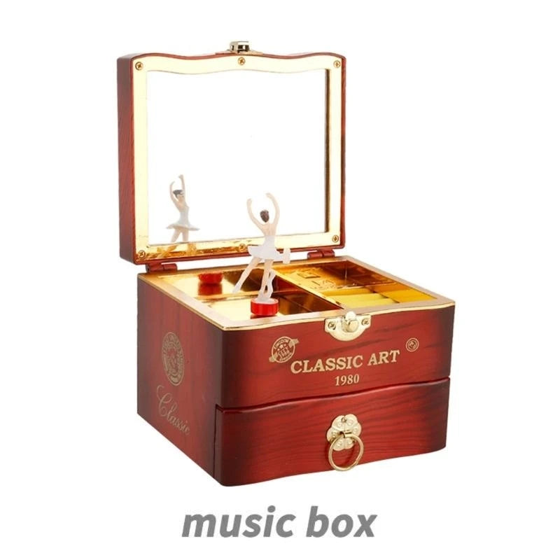 Elegant Rotating Jewelry Music Box Ornament Mechanical Box Suitable for Gift Presentation & Homes Mood Enhancement Zpaxo