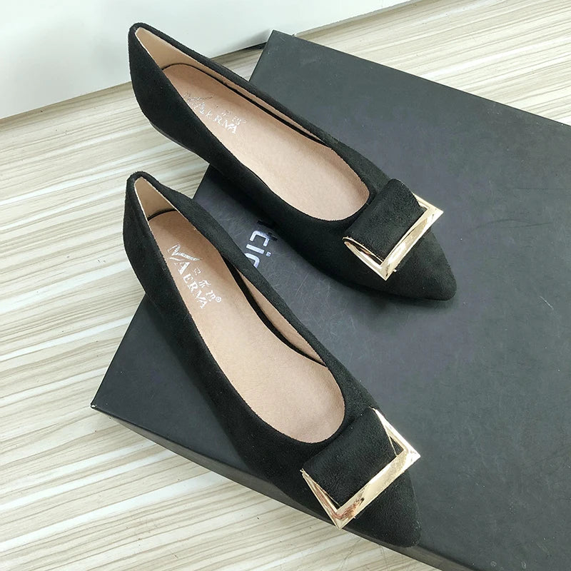 Flat Shoes for Women's Summer Spring 2025 New Work Shoes Black Pointed Toe Casual Boat Large Size Women Shoes Zpaxo 3 42