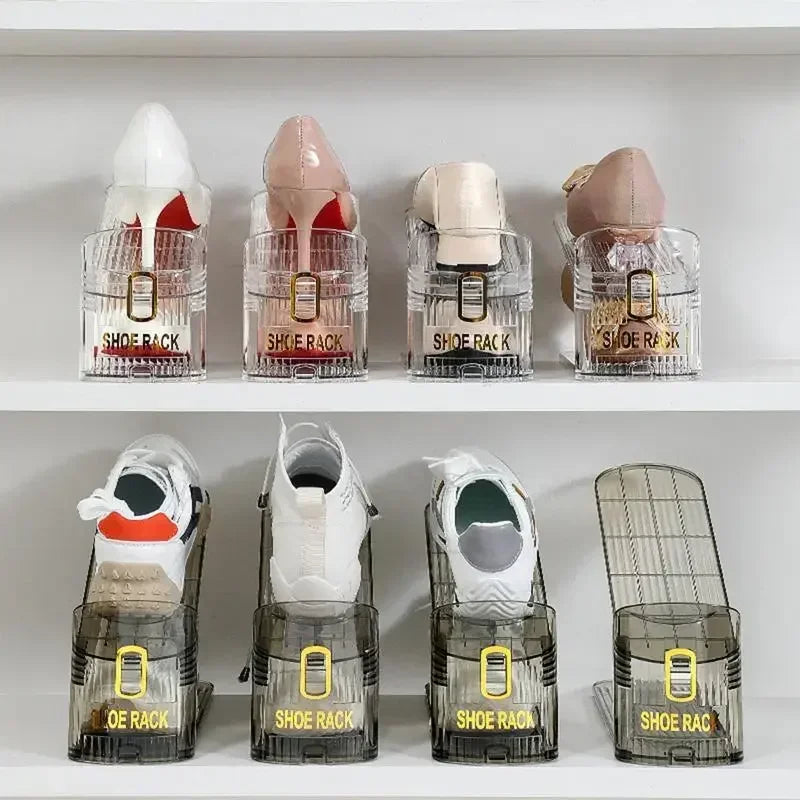10Pcs Transparent Shoe Storage Artifact Shoe Box, Shoe Cabinet, Layered Storage Box, Double-layer Shoe Rack, Folding Shoe Rack Zpaxo