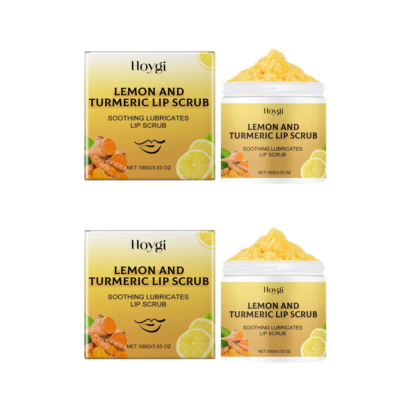 Turmeric Lemon Lip Scrub Dead Skin Removal Exfoliating Moisturizing Balm for Dry Chapped Lips Fade Lip Lines Nourishing Lip Care Zpaxo 2Pcs