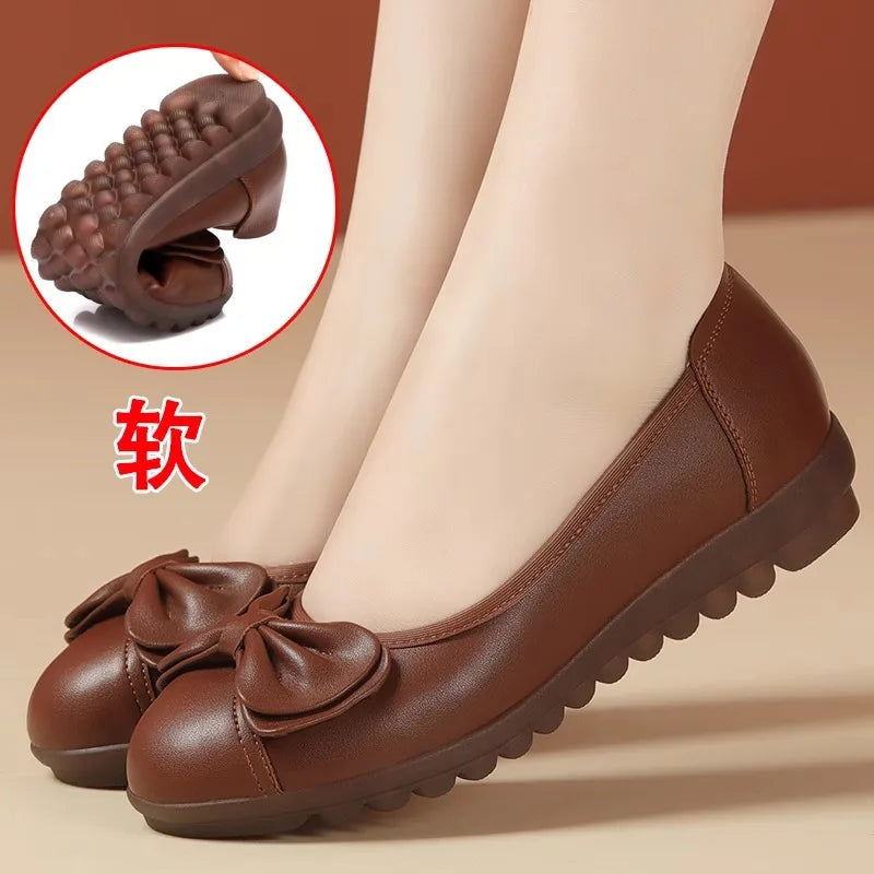 Tendon Bottom Mother Shoes Soft Leather Comfortable Middle-aged Zpaxo