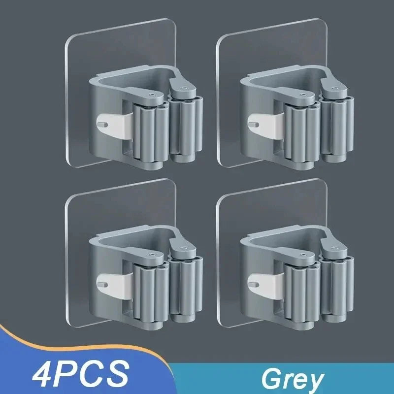 Mop Storage Rack Bathroom Suction Hanging Hook Pipe Traceless Clip Zpaxo 4Pcs Grey