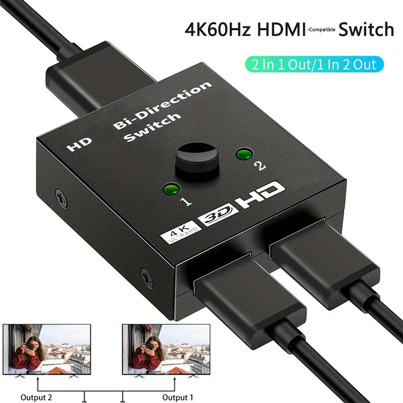 HDMI-compatible 2 0 Port 4K 1080P 2x1 1x2 Switch KVM Bi Directional