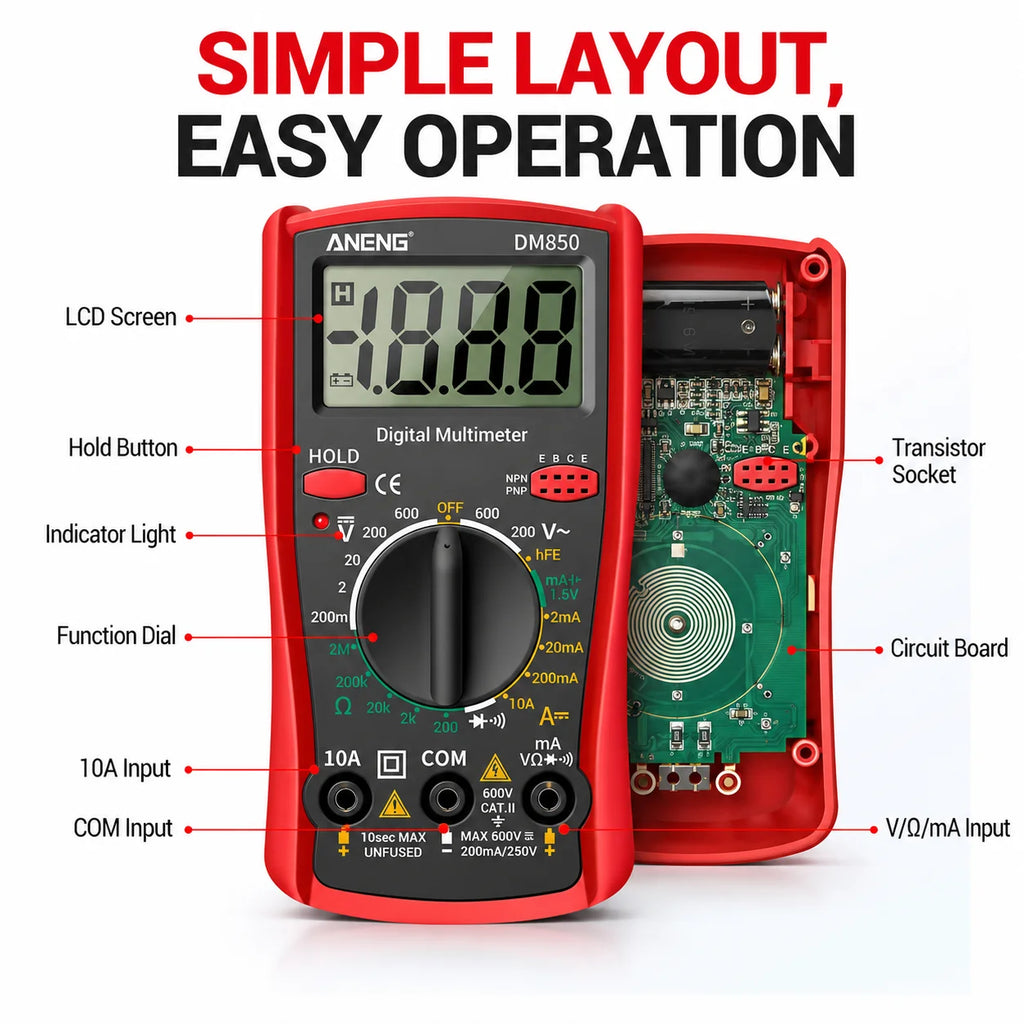 Digital Current Ammeter Detector Counts Auto Aneng Multimeters Tool