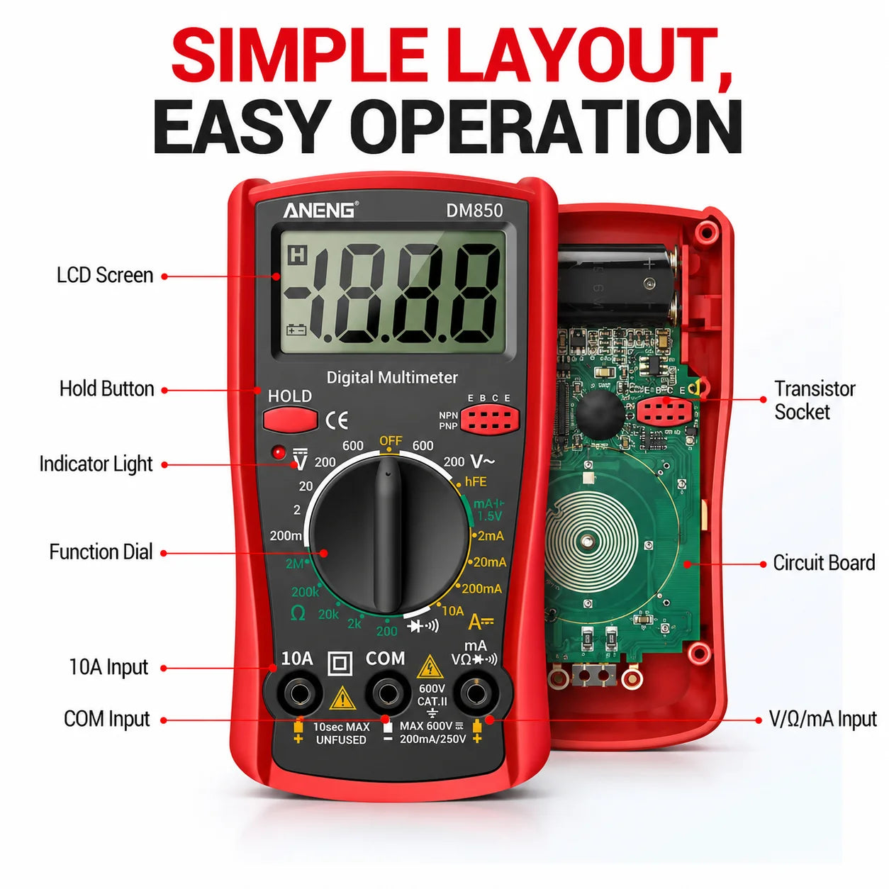 Digital Current Ammeter Detector Counts Auto Aneng Multimeters Tool