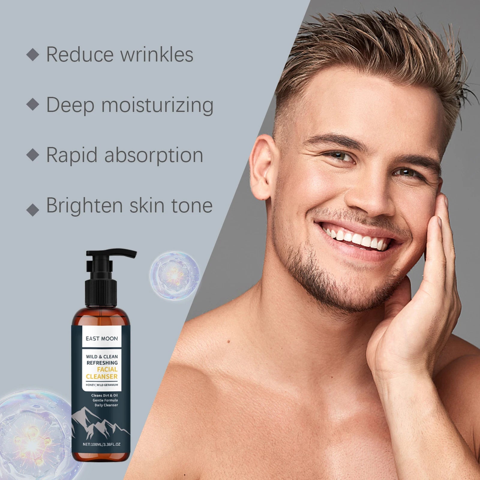 Men's Nourishing Face Cleanser Gently Cleanses Skin Refreshing Zpaxo
