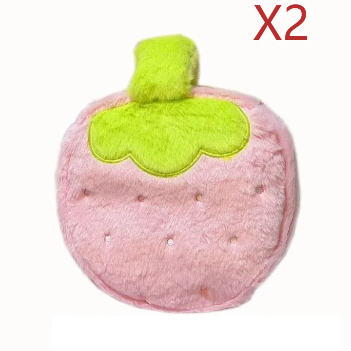 1/2pcs Strawberry Plush Makeup Bag Cute Large Capacity Travel Cosmetic Case Toiletry Pouch with Handle Girls Brush Storage Organ Zpaxo 2PCS