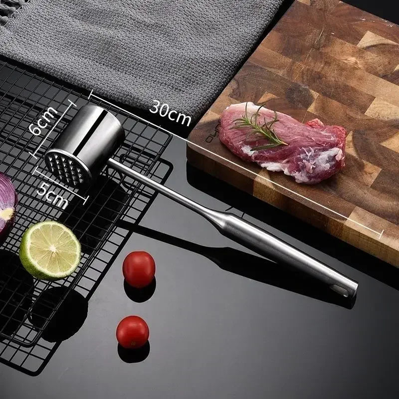 Hot Stainless Steel Meat Hammer Loose Meat Tenderizer Household Steak Pork Chicken Breast Meat Loosening Hammer Kitchen Tools Zpaxo 304-Frosted