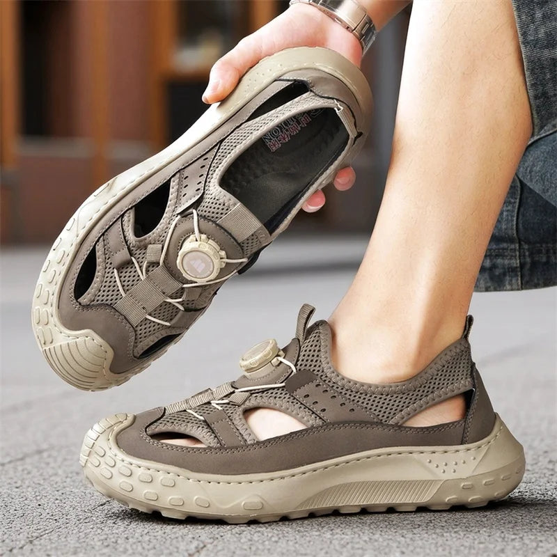 Summer Men Sandals Leather Mens Casual Shoes Outdoor Beach Roman