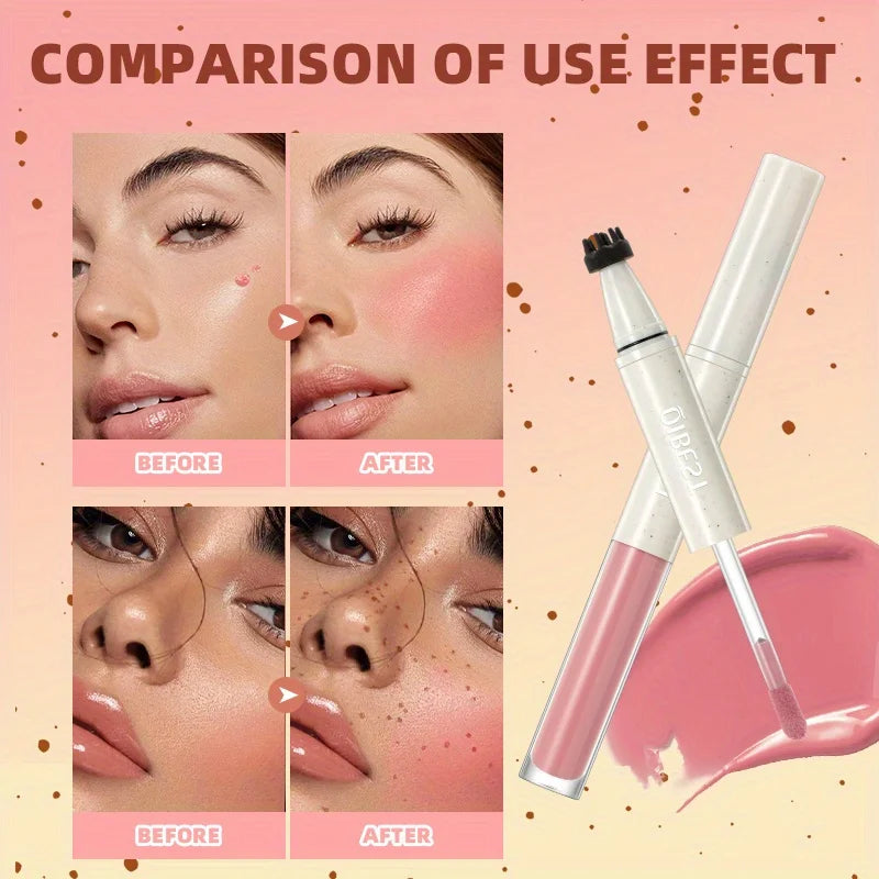 2 in 1 Freckle Blush Multi-pen Natural Wild Freckles + Atmospheric Blush Natural Color Rendering Double Head Double Effect Zpaxo