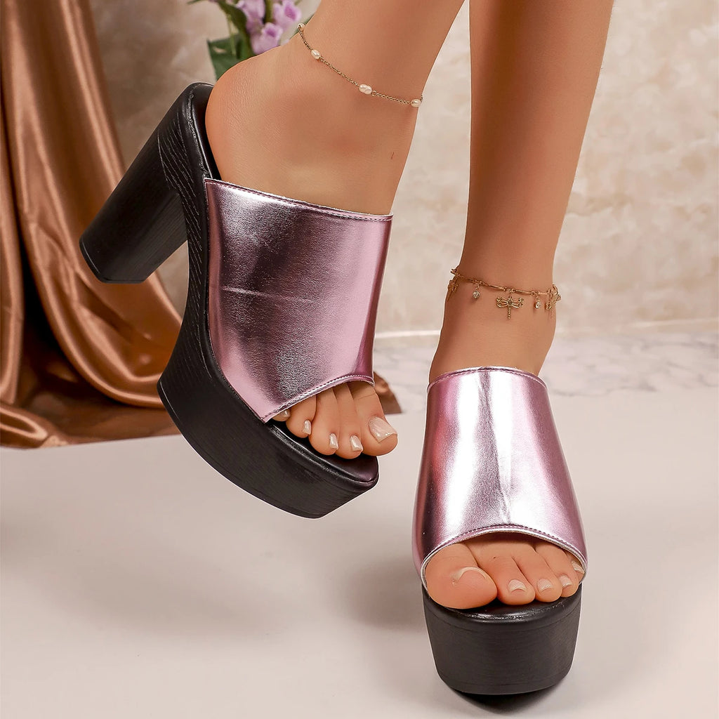 Women Sandals Chunky Platform Sandals Women Summer Peep Toe High Heels Shoes Woman Plus Size Outdoor Thick Heeled Slippers Zpaxo