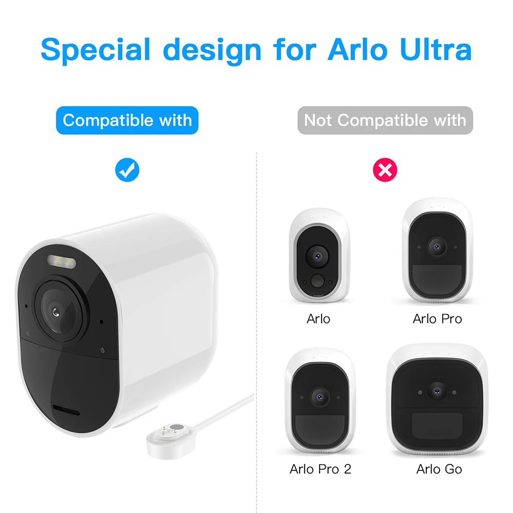 Power Cord for Arlo Ultra 4K UHD Magnetic Chanrging Cable Waterproof Charger Without Plug for Indoor and Outdoor Use 6M/9M 1pcs Zpaxo