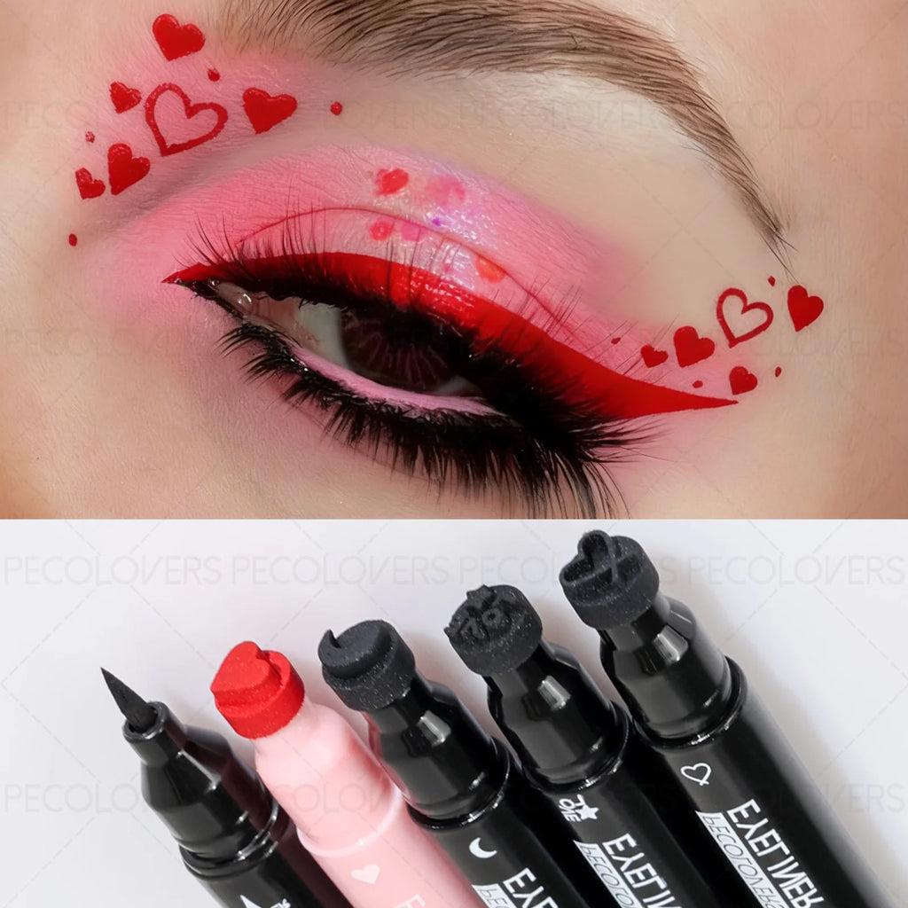 1PC Double-ended Love Star Butterfly Liquid Eyeliner, Waterproof and Anti-smudge Cosmetic, Quick Drying, Valentine's Day Gift Zpaxo