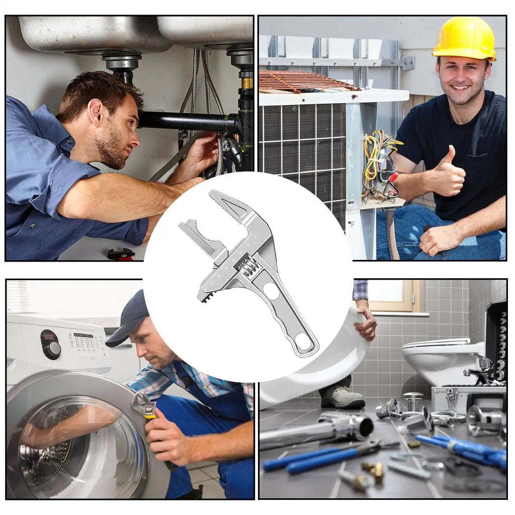 Wide Jaw Adjustable Wrench 0.2-2.7 Inch Heavy Duty Adjustable Spanner Wrench Working Tools for Shower Pipe Valve Plumbing Zpaxo
