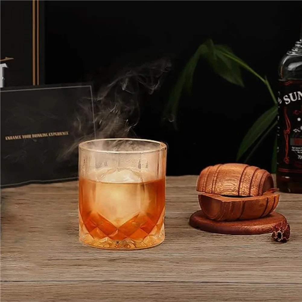 Cocktail Barrel Smoker Set Wood Hood Smoker With4 Flavor Wood Chips Multi-Style Suits For Whiskey Bar Old Fashioned Drink Smoker Zpaxo