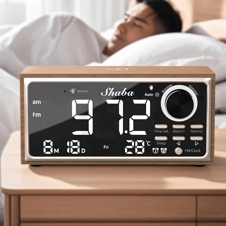 FM Retro Vintage Dual Alarm Clock Radio 15W Phone Fast Wireless