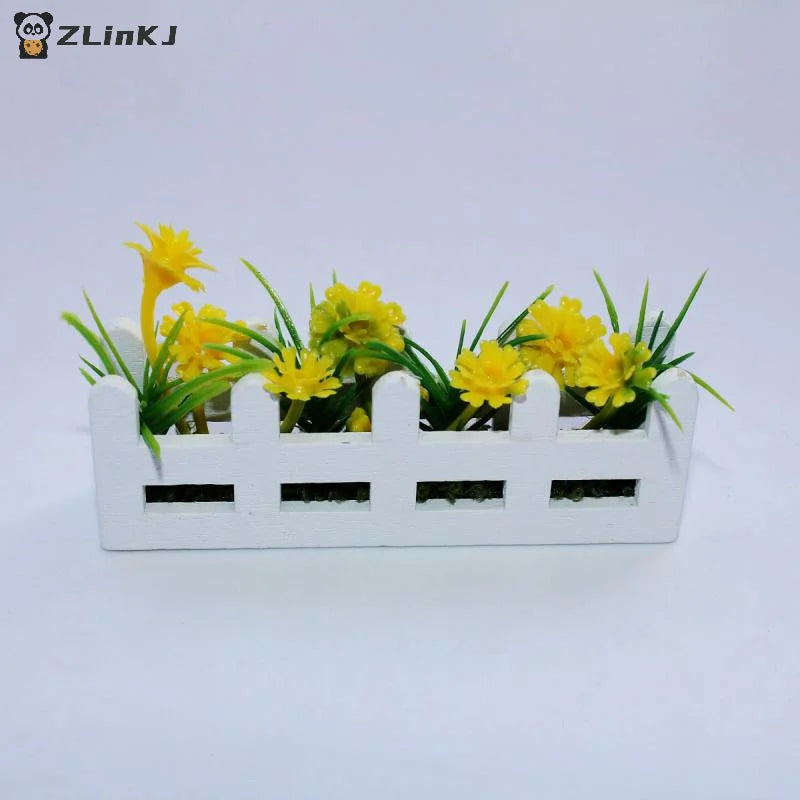 ▶1/12 Dollhouse Simulation Flower Potted Model Mini Garden Decoration Dolls House Micro Landscape Ornament Zpaxo