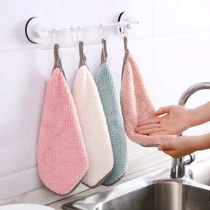 1 5 Kitchen Towels Hangable Cleaning Cloth Tableware Dish Microfiber