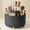 360° Rotating Makeup Organizer - 1pc Plastic Cosmetic Storage with 5 Compartments - Multi-Functional Holder for Brushes Zpaxo black