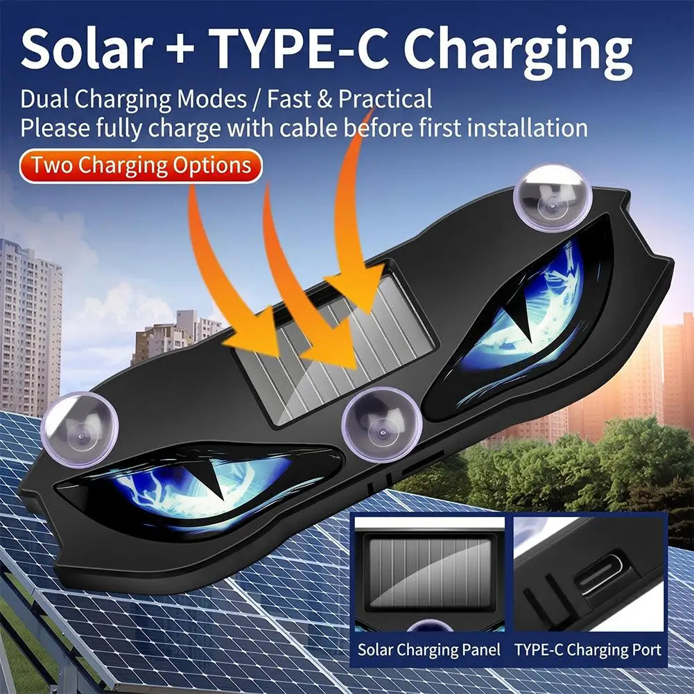 Universal Solar Powered Demon Eye Warning Light Dynamic Flashing Car Safety Signal Lamp Rear Windshield Decoration Light Zpaxo