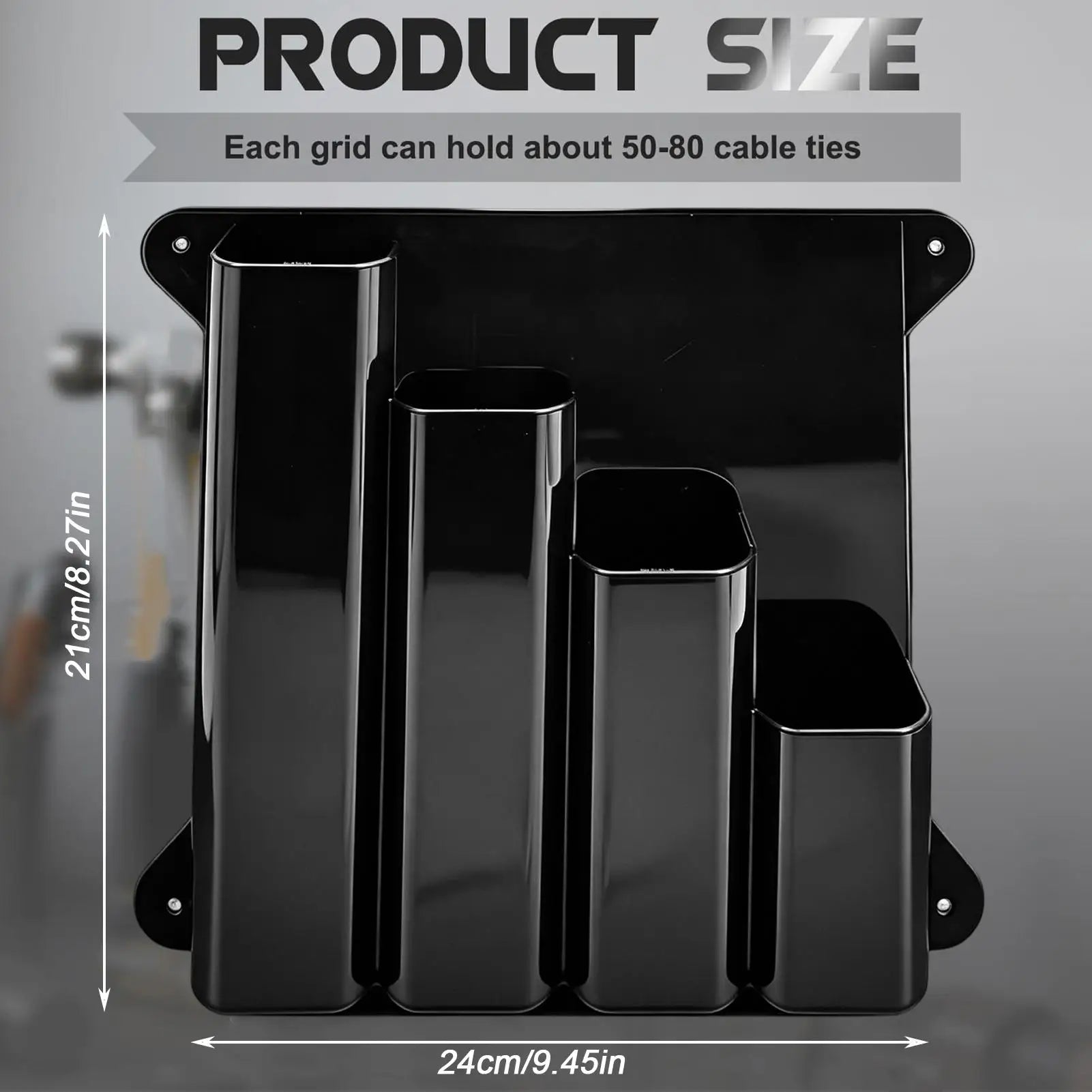 Cable Tie Organizer 4 Pockets Aluminum Wall Mounted Universal Zip