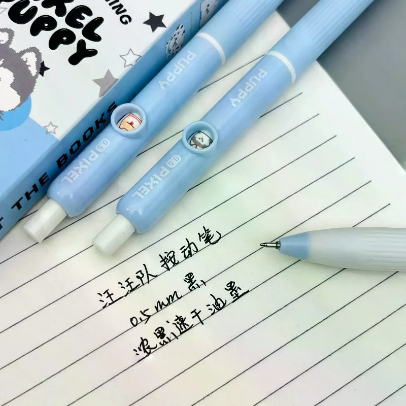 4Pcs Kawaii Dog Pattern Gel Pens 0.5mm Quick-Dry Black Ink-Smooth Writing Retractable Pens Student Stationery Gift Zpaxo