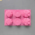 6 Cavity Flowers Silicone Mold DIY Handmade Fondant Cake Baking Chocolate Sugar Cake Tool Resin Polymer Clay Making Mould Zpaxo Dark pink