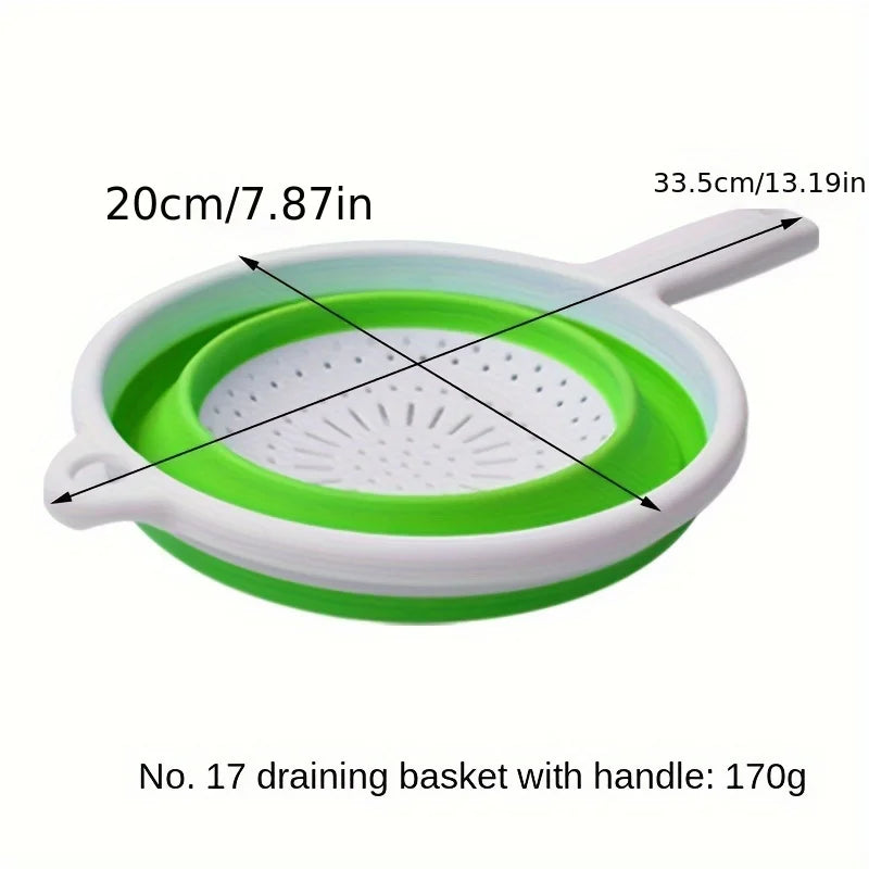 Collapsible Silicone Colander Handle Draining Pasta Veggies Fruit