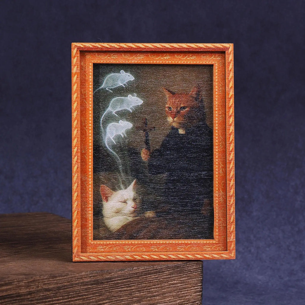 Fridge Frame Magnets Cute 3D Wooden Home Decor Funny Cat Friends