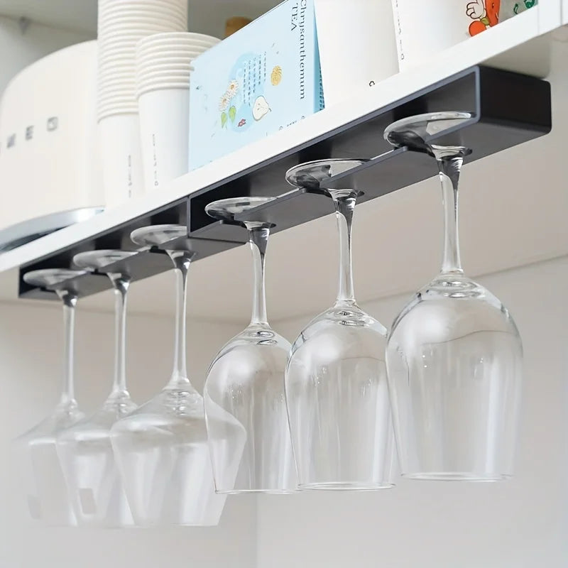 Wine Glass Inverted Hanging Rack Non Perforated Metal Decoration
