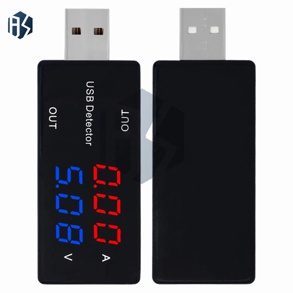 Red and Blue Dual USB Charging Detector Tester - Voltage, Current, and Battery Meter for Charger Diagnostics Zpaxo